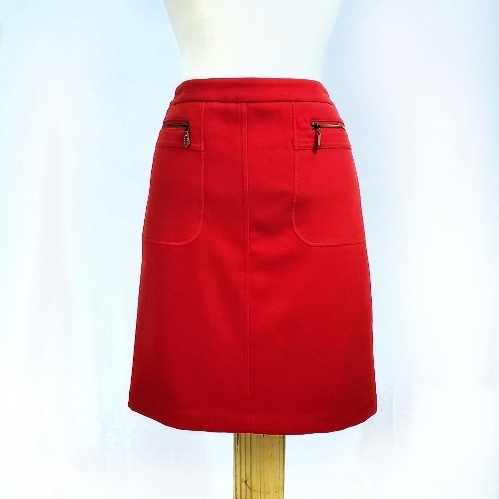 J. McLaughlin Red Zipper Pocket Pencil Skirt